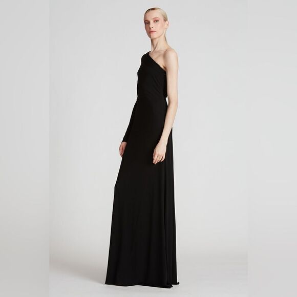 Halston Jade Jersey Gown Black Size 14 - Picture 5 of 11